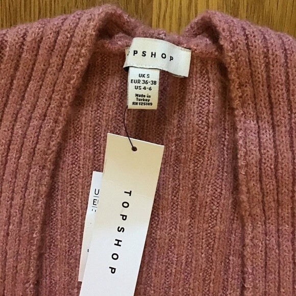 TopShop Dusty Rose knit open  cardigan S NWT - Picture 3 of 7